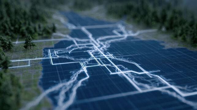 Digital map with ai technology shows climate impact on environment with futuristic data visualization and network lines