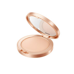 3D Compact Powder with Mirror Isolated on Transparent Background – Makeup Cosmetic Case PNG
