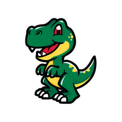 Fototapeta premium Cartoon Dinosaur Mascot Bold Outline Flat Colors Isolated on Transparent Background