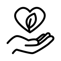 Heart in Hand Line Icon of Naturopathy Icon Set