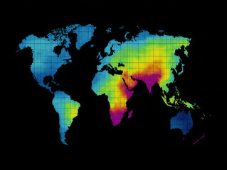 Fototapeta premium Climate map with AI technology shows global temperature variations highlighting warm and cool regions vividly