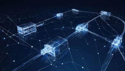 Dynamic digital network connects global data centers, symbolizing futuristic innovation and seamless information flow for advanced technology.