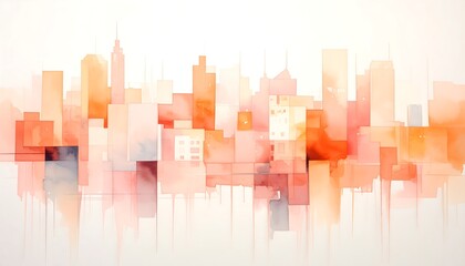 Abstract cityscape, watercolor style