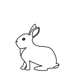 横向きのウサギの線画イラスト