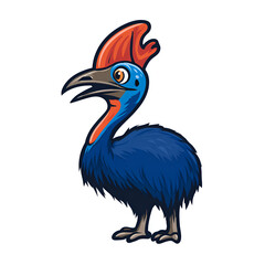 Obraz premium Cartoon Cassowary Mascot Bold Outline Flat Colors Isolated on Transparent Background