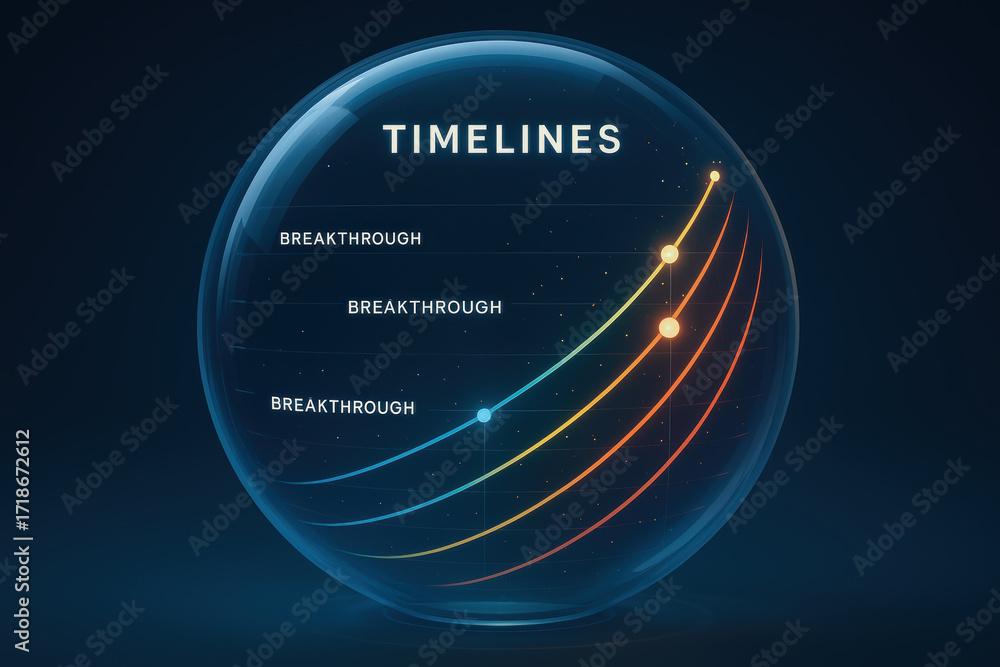 Poster innovative strategy and framework guide breakthrough time lines with dynamic curves illustrating pro