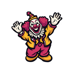 Obraz premium Cartoon Clown Mascot Bold Outline Flat Colors Isolated on Transparent Background