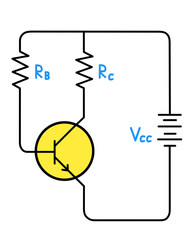 NPN BJT Transistor Circuit Diagram with Base Bias Resistor