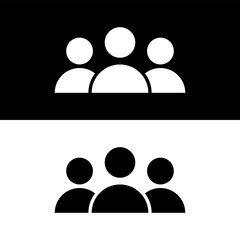 Mobilepeople line icon, persons outline and solid vector illustration, group linear pictogram isolated on black and white