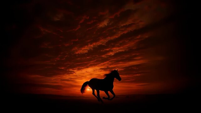 Horse on sunset background cinematic video footage wildlife