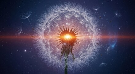 Obraz premium Abstract Dandelion Wishes Galaxy