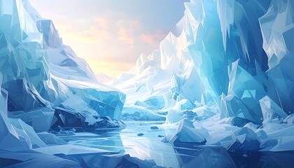 Obraz premium Frozen valley at dawn