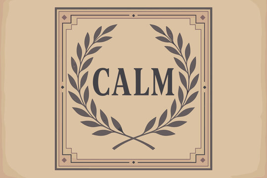 Vintage Poster Elegance. Calm Vintage ? Vintage Poster style, serif framed typography with laurel and subtle geometric ornaments, soft grain on aged paper