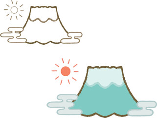 First Sunrise and Mount Fuji Illustration