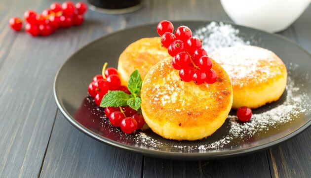 Delicious cheese pancakes with berries