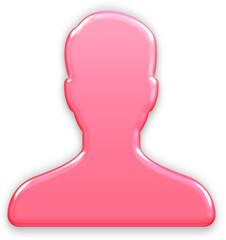 Pink Jelly 3D User Profile Icon Glossy Rounded Cartoon Cute Person Avatar Symbol for Kids Design Sticker Poster Web App Social Media Contact Fun Graphic