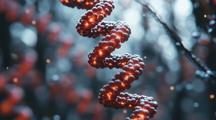 Red Spheres in Spiral Formation on Blue Background