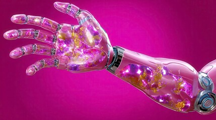 Pink Robot Hand, AI Automation, Tech Innovation, Future