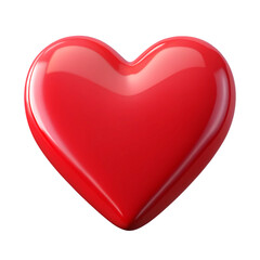 3D Render of Glossy Red Heart on Transparent Background for Valentines Day