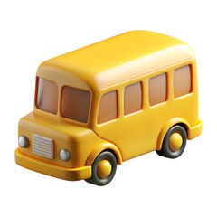 3D Render of a Yellow School Bus on Transparent Background for Design Projects