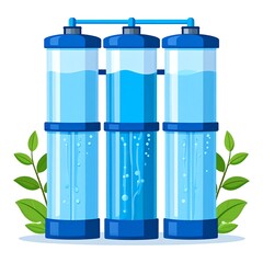 Three water filtration tanks