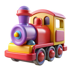 Colorful Toy Train 3D Render on Transparent Background For Kids Playtime Content