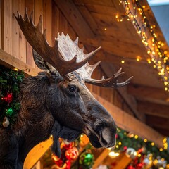 Moose head ornament at a Christmas market
