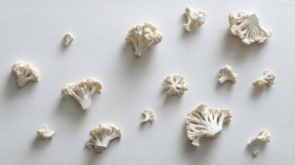 Fototapeta premium Fresh Cauliflower Florets on White Surface