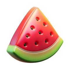 Glossy Watermelon Slice with Seeds on Transparent Background isolated Against Black Backdrop