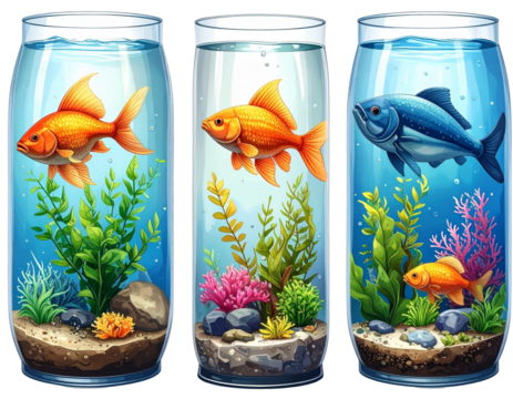 Fish aquarium elements transparent PNG