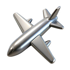 Metallic Airplane Illustration on Transparent Background Simple Design for Travel Themes