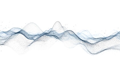 Abstract wave pattern of blue particles on white