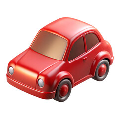 Red 3D Cartoon Car Illustration on Transparent Background for Design and Creativity Projects