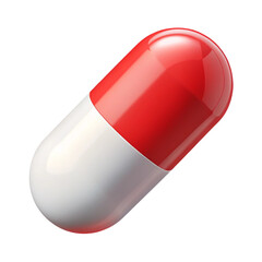 Red and White Medicine Capsule on Transparent Background for Medical Use