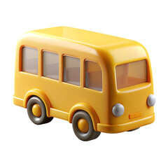 Rendered 3D Yellow School Bus on Transparent Background for Educational Designs and Illustrations