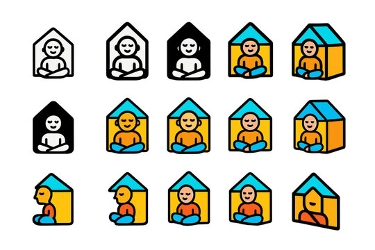 Calm-Down Zone Logos. Set Logo of Behavior Management: Calm-down zone icon. Logo set in vector style, emblematic variations. line, bold thick line, solid black