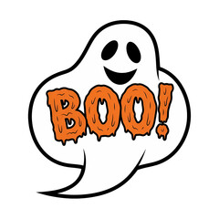 Ghost-Shaped Speech Bubble with 'Boo!' Halloween Message