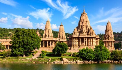 Fototapeta premium Ancient temple by a lake