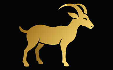Golden ibex silhouette on a, representing capricorn zodiac sign and astrological symbol