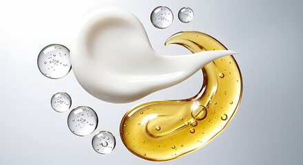 Luxurious skincare essentials featuring hydrating oil and rich cream for a vibrant, healthy glow perfect for beauty and wellness campaigns