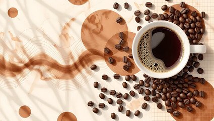 cup of coffee with beans