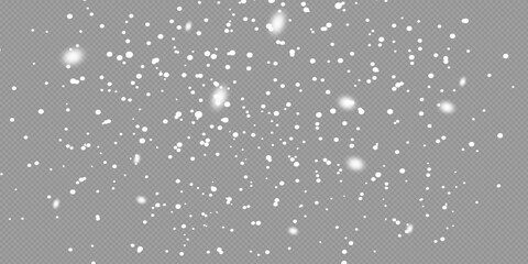 Snowfall, snowflakes in different shapes and forms. Snowflakes, snow background. Christmas snow for the new year.