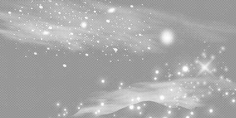 Snow and wind on a transparent background. White gradient decorative .vector illustration. winter and snow with fog. wind and fog