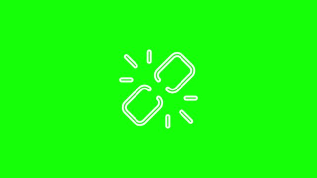 An unlinked icon is displayed on a green screen.