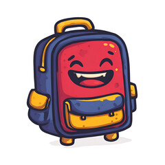 Fototapeta premium Cartoon school bag mascot character isolated on transparent background