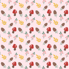 Fall Autumn Background Seamless Pattern with woodland pumpkins cozy leaves and rustic charm perfect for digital craft and fabric design.