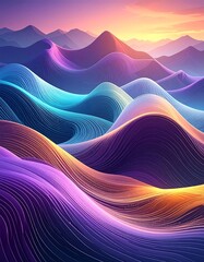 Colorful, abstract mountain range