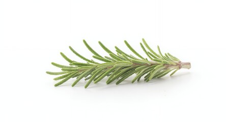 Fresh Rosemary Sprig, Culinary Herb, Aromatic Plant, Green Leaves, Isolated on White Background