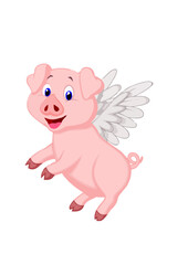 Adorable Pig Cartoon Flying.ai
