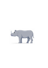 Naklejka premium Cartoon Rhinoceros on White Background.ai